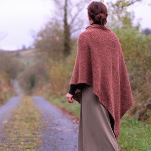 Knit wool poncho, Merino wool poncho, womens poncho cape, merino wool ruana in Irish tweed wool image 4