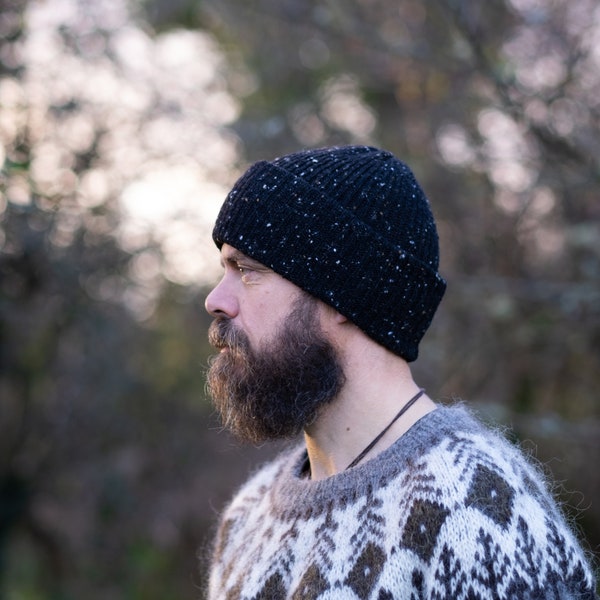 Bonnet de pêcheur, bonnet côtelé, bonnet en laine tricoté, bonnet en tricot, bonnet unisexe