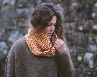 Handknit cowl, wool cowl, neckwarmer, infinity scarf, mobius cowl