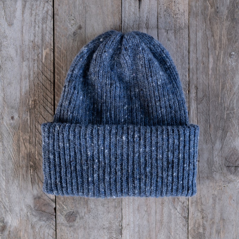 Gorro pescador, gorro canalé, gorro lana punto, gorro punto, gorro unisex 13 - denim