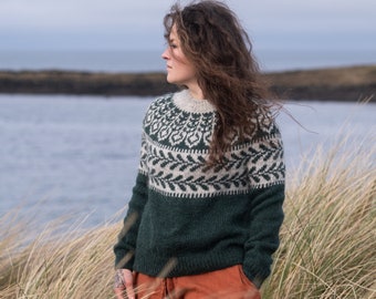 Suéter islandés, suéter handknit, suéter de mujer, suéter de lana, talla M - Listo para enviar