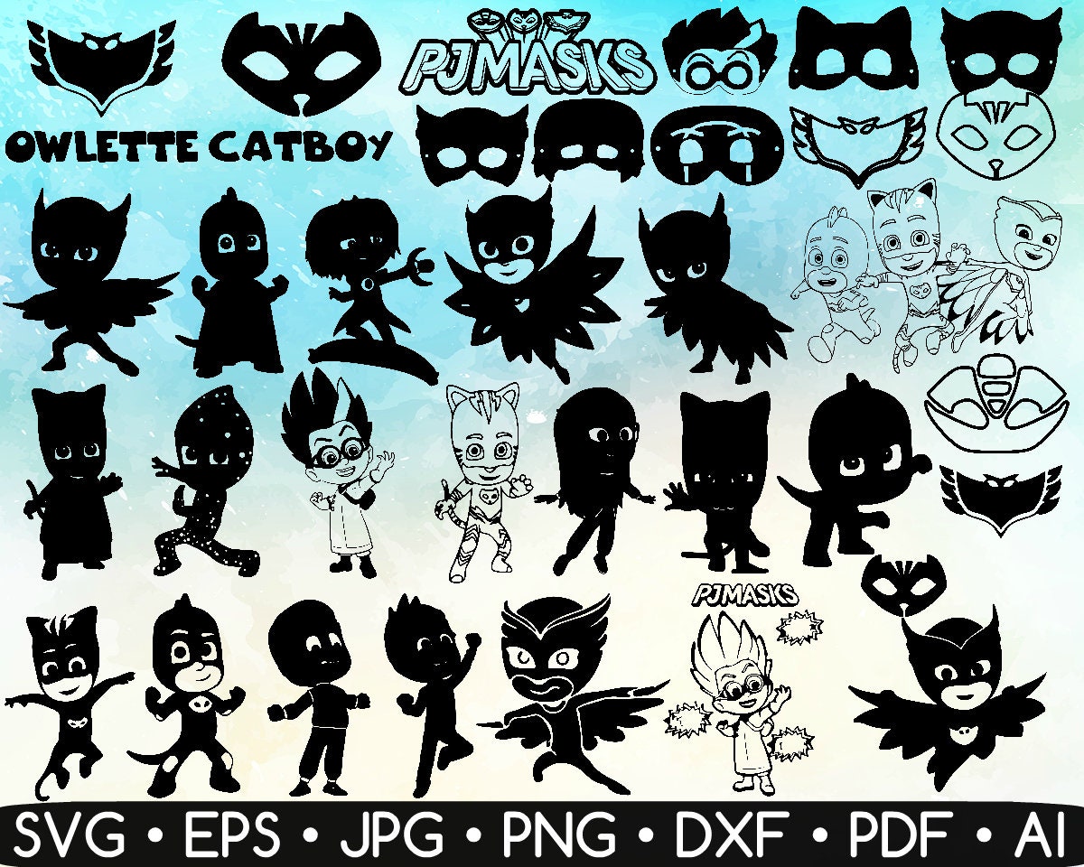 37 PJ Masks Silhouette Pj Masks Svg Pj Masks Party Gekko | Etsy