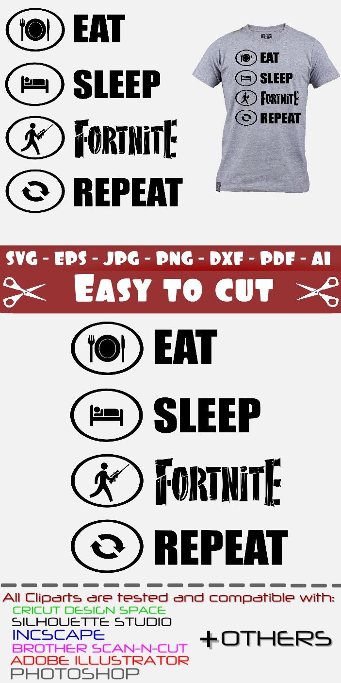 Eat Sleep Fortnite Repeat Svg Fortnite Svg Fortnite Cricut | Etsy