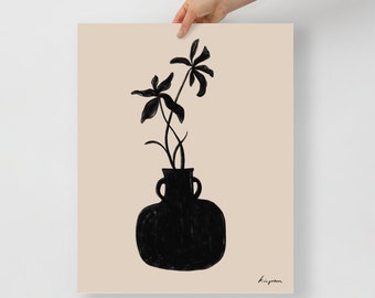 The Vase Print- Flowers in Vase Digital Drawing by Studio Kingston | Fine Art Print