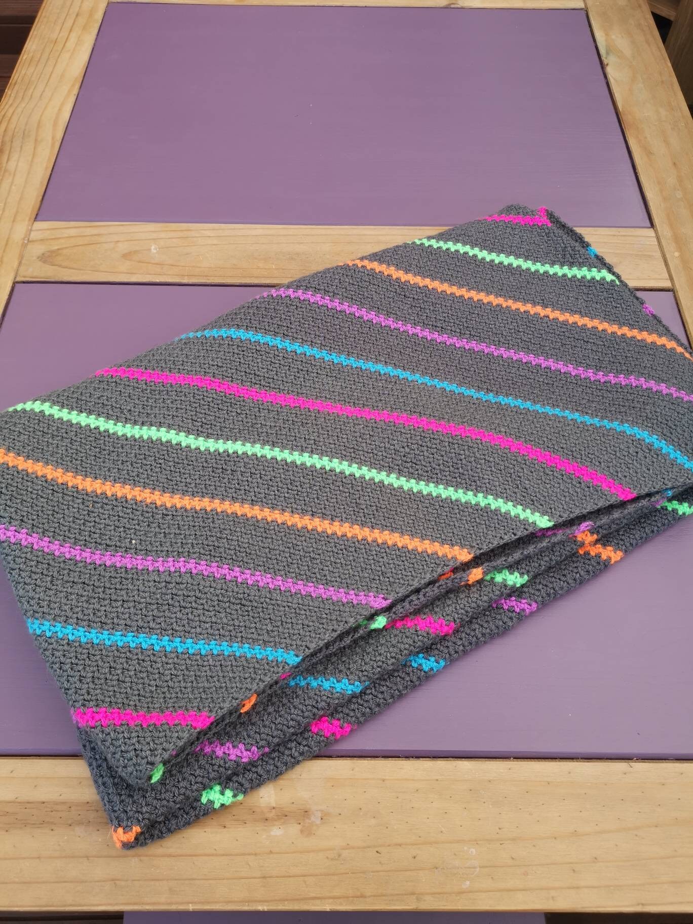 Neon stripe blanket Etsy