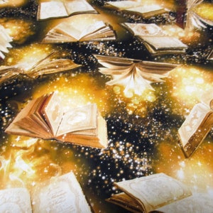 Books Book Book gold Library cotton patchwork fabric 50 x 110 cm