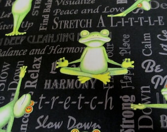 Frosch Frog  Yoga Entspannung   Baumwolle Patchworkstoff   Kaufman 50x110 cm