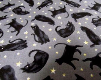 Katze  Midnight Magic  Gothic Patchworkstoff   50x110 cm