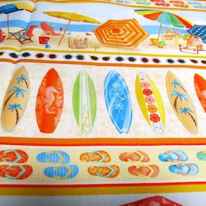 Sonnenschirm Liegestuhl  "Beach Retard"   Benartex  Border    Patchworkstoff   50x110 cm