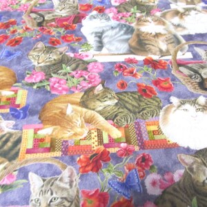 Chats dans le jardin Tissu patchwork en coton chat chat 50 x 110 cm image 3