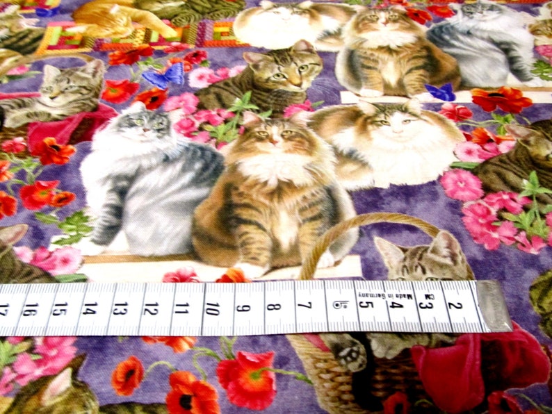 Chats dans le jardin Tissu patchwork en coton chat chat 50 x 110 cm image 4