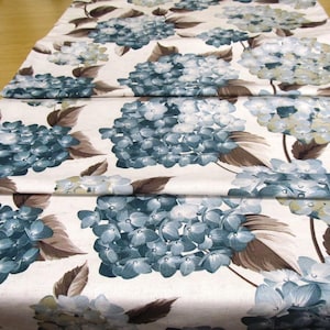 Tafelloper, loper, hortensia-design, blauw, designstof, katoen, 52 x 190 cm, XXL
