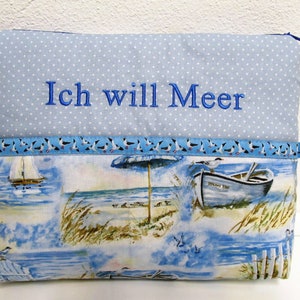 Kosmetiktasche Kulturbeutel Schminktasche  Ich will Meer  XL