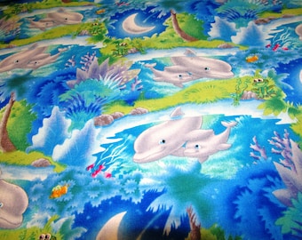 Delphine Dolphins cotton patchwork fabric 50 x 110 cm