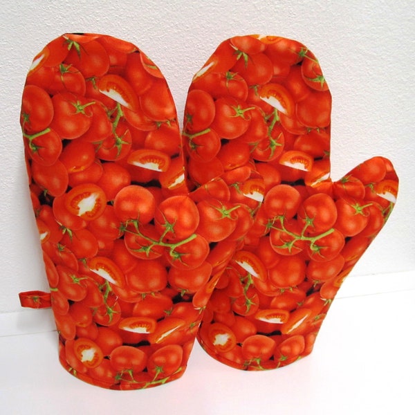 Topfhandschuhe Topflappen Grillhandschuhe  Backhandschuhe Tomate  Baumwolle  2er Set