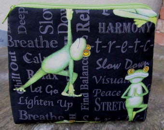 Cosmetic bag toiletry bag frog Namaste Yoga