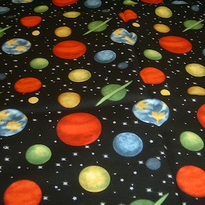 Planets Universe Mercury Earth Mars Cotton Patchwork Fabric 50 x 110 cm