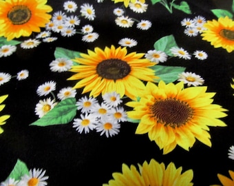 Sunflower daisy cotton patchwork fabric 50 x 110 cm