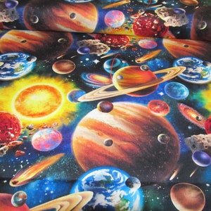 Planets Space Mercury Venus Earth Mars Cotton Patchwork Fabric 50 x 110 cm