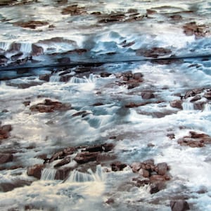 Water Stones Landscape Cotton Patchwork Fabric 50 x 110 cm