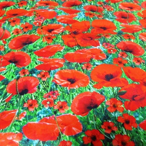 Tessuto patchwork di cotone senza tempo "Poppy Poppy Field" 50 x 110 cm