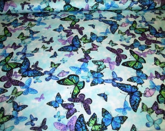 Schmetterling Butterfly Dschungel  Timeless türkis   Baumwolle Patchworkstoff   50x110 cm