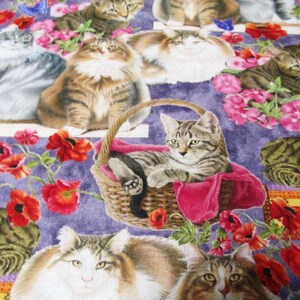 Chats dans le jardin Tissu patchwork en coton chat chat 50 x 110 cm image 2