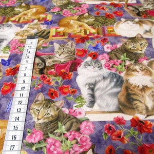 Chats dans le jardin Tissu patchwork en coton chat chat 50 x 110 cm image 5