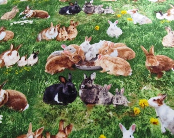 Hase Kaninchen  Rabbit  Bunny Wiese Ostern  Baumwolle  50x110 cm