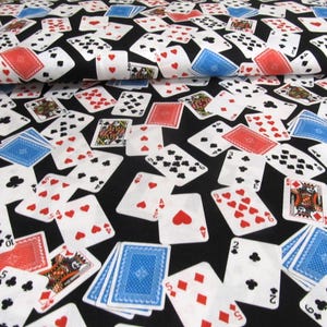 Spielkarten  Karten Bube Dame König Ass  Benartex Lets play Patchworkstoff   Baumwolle Öko Tex   50x110 cm