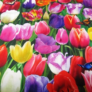 Tulpen Frühling Ostern Tulip  Baumwolle Patchworkstoff   50x110 cm
