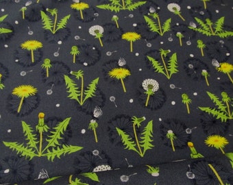 Löwenzahn Pusteblume schwarz    Baumwolle Patchworkstoff   50x110 cm