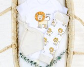 Safari Baby Clothes, Organic Baby Clothes, Lion Baby Outfit, Gender Neutral Baby Clothes, Safari Lion Baby Outfit, Lion Baby Leggings