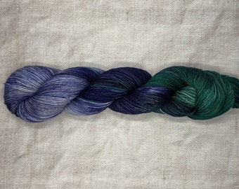 Hand dyed yarn "Moonlit Forest" Merino DYE TO ORDER 100g