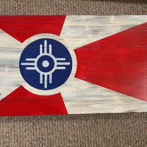 City of Wichita wood flag, wichita decor, Kansas Flag, Rustic Wichita Flag, Wood Wichita Flag, Doo-Dah, Wichita logo flag, free shipping