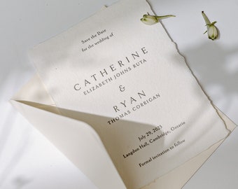 Modern Save the Date, Minimal Save the Date, Deckled Edge Save the Date, Letterpress Save the Date, Foil Save the Date