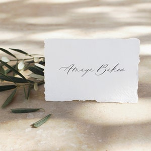 Marque-places pour mariage, marque-places aux bords froissés, marque-places déchirés à la main, marque-places personnalisés, marque-places avec bord déchiré, marque-places calligraphie
