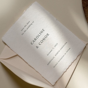Handgeschöpftes Papier Save the Date, Letterpress Save the Date, Modern Save the Date, Minimal Save the Date, Folie Save the Date