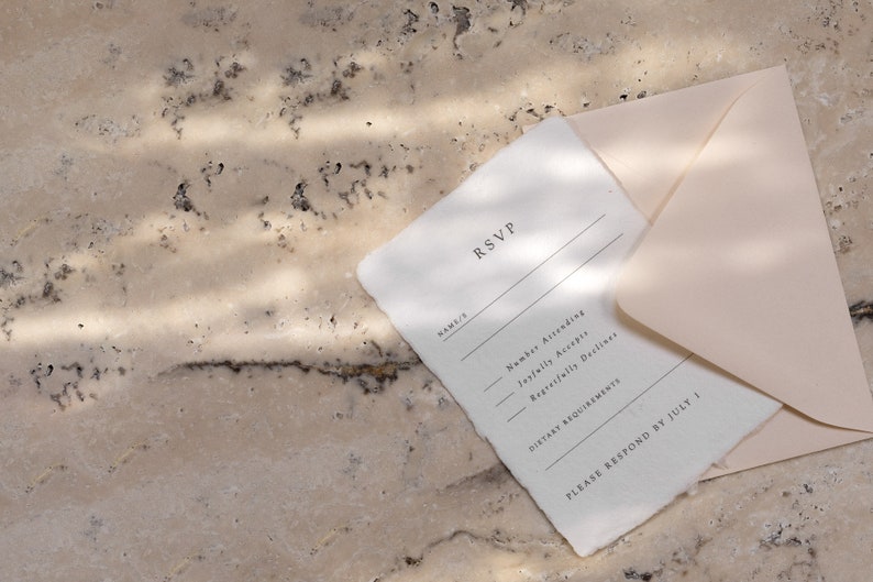 Minimal Wedding Invitation, Modern Wedding Invitation, Foil Invitation, Letterpress Invitation, Deckle Edge Wedding Invitation image 5