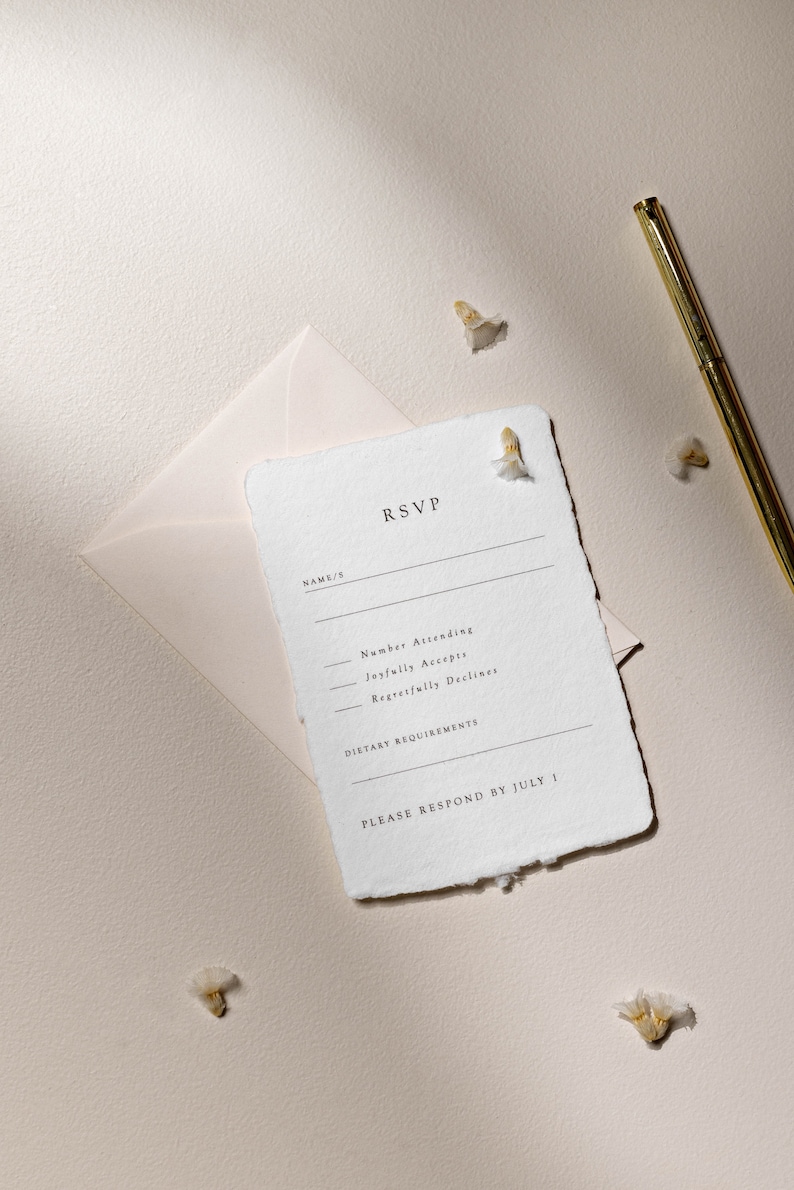 Minimal Wedding Invitation, Modern Wedding Invitation, Foil Invitation, Letterpress Invitation, Deckle Edge Wedding Invitation image 4