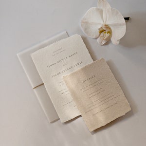 Foil Wedding Invitation, Letterpress Invitation, Deckled Edge Wedding Invitation, Handmade Paper Wedding Invitation, Foil Printing