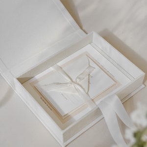 Keepsake Box, Invitation Box, Wedding Invitation Box, Photo Box, Photographer Photo Box, Linen Keepsake Box, Linen Photo Box image 1