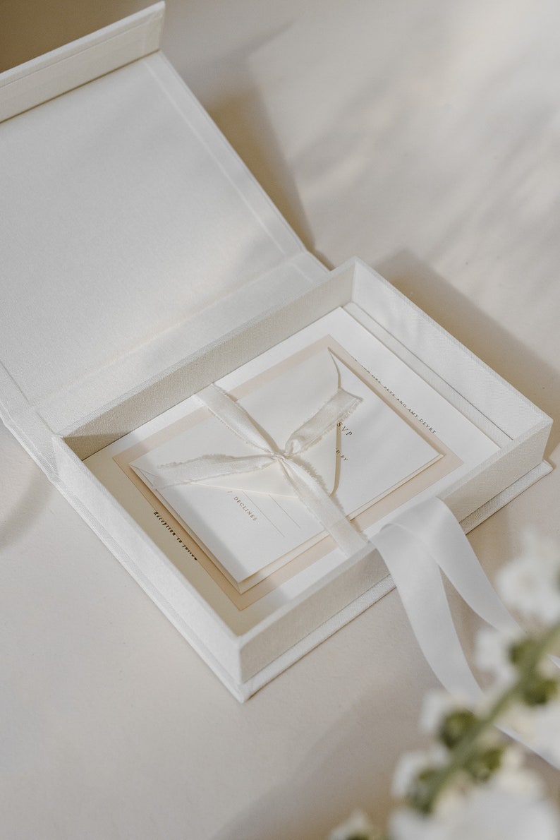 Keepsake Box, Invitation Box, Wedding Invitation Box, Photo Box, Photographer Photo Box, Linen Keepsake Box, Linen Photo Box image 1
