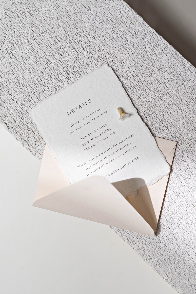 Minimal Wedding Invitation, Modern Wedding Invitation, Foil Invitation, Letterpress Invitation, Deckle Edge Wedding Invitation image 3