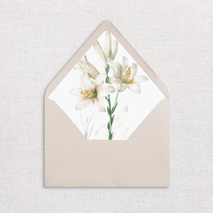 White Floral Envelope Liner, Vintage Envelope Liner, Floral Envelope Liner, Wedding Envelope Liner, Water-colour Floral Envelope Liner