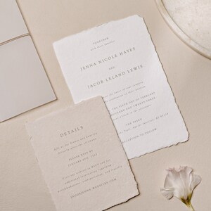 Minimal Wedding Invitation, Modern Wedding Invitation, Foil Invitation, Letterpress Invitation, Deckle Edge Wedding Invitation image 2