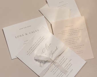 Foil Wedding Invitation, Letterpress Invitation, Deckled Edge Wedding Invitation, Handmade Paper Wedding Invitation, Foil Printing