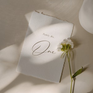 Numéro de table en papier fait main, numéro de table bord tacheté, numéro de table de mariage, numéro de table 5 x 7, numéro de table minimal, carte de numéro de table
