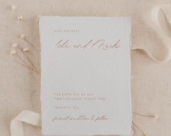 Deckled Edge Save the Date, Minimal Save the Date Card, Letterpress Save the Date, Foil Save the Date, Deckled Edge Save the Date Card