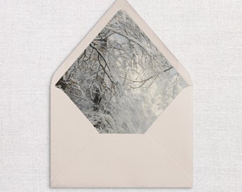 Winter Envelope Liner, Snow Envelope Liner, Fine Art Envelope Liner, Printed Envelope Liner, Wedding Envelope Liner, Custom Envelope Liner